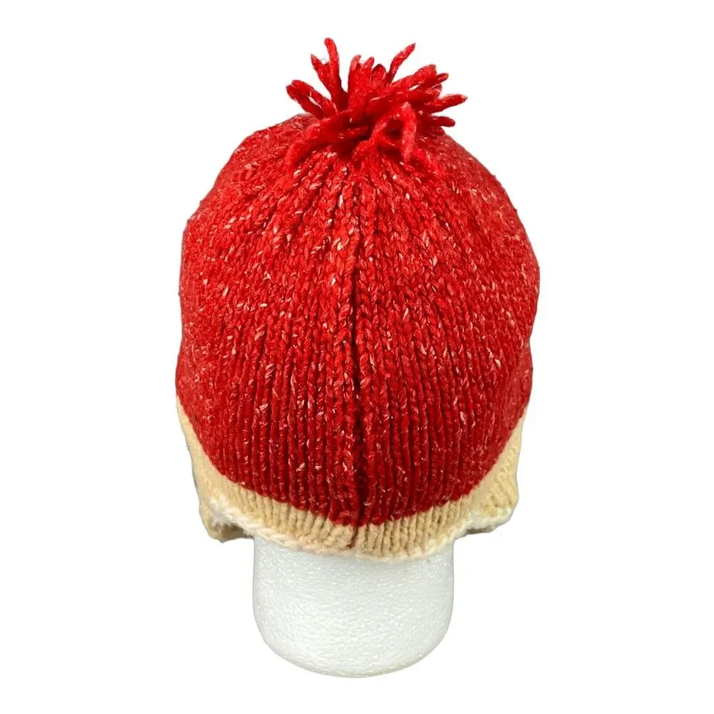 Angry Birds Beanie Crochet Hand made Wool blend Hat Cap Red Yellow Tassels